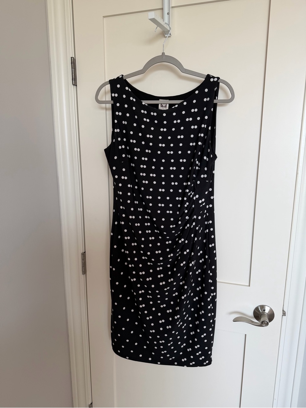 Anne Klein Black and White Polka Dot Sleeveless Sheath Dress